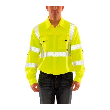 Tingley Long Sleeve Hi-Vis T-Shirt, Class 3, Type R, 75 denier polyester, Lime, 4X S76522.4X